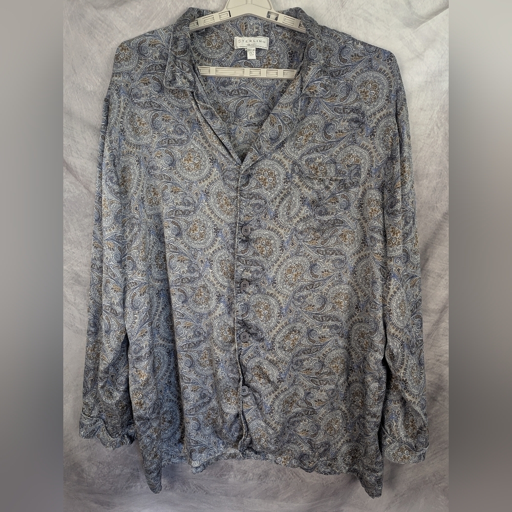 Sterling Majestic 100% SILK Size 2XT Button Down Pajamas